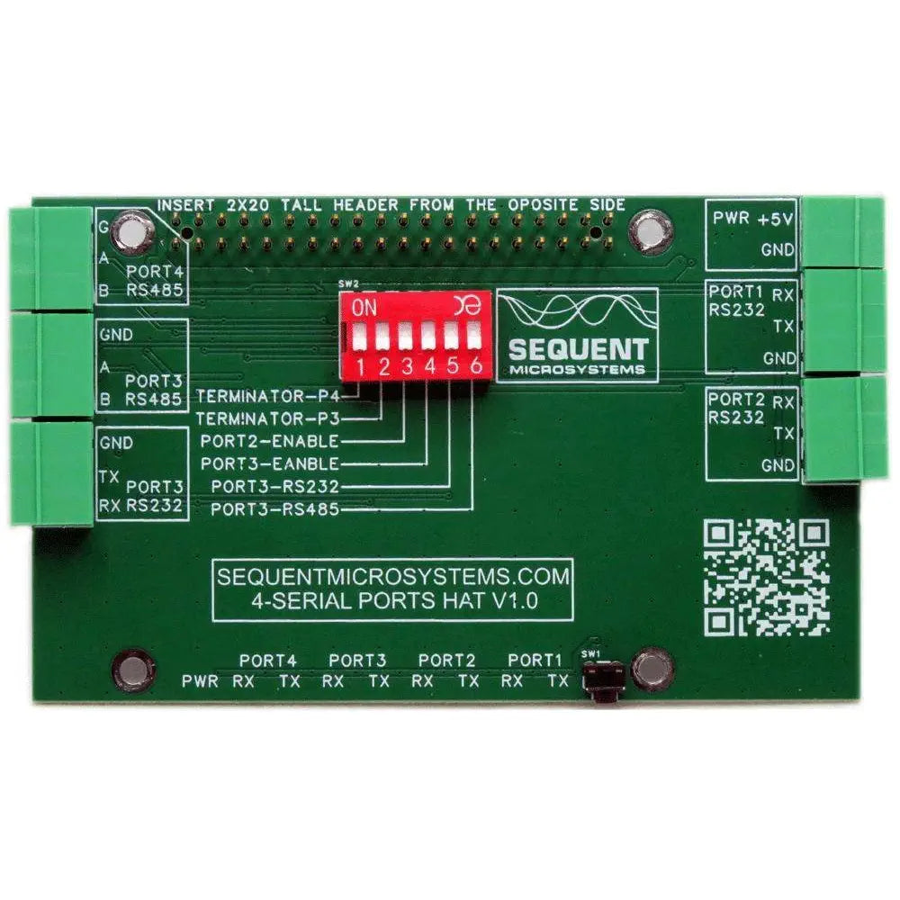Sequent Microsystems 4シリアル ポート スタッカブルHAT (RS485 & RS232、Raspberry Pi用)
