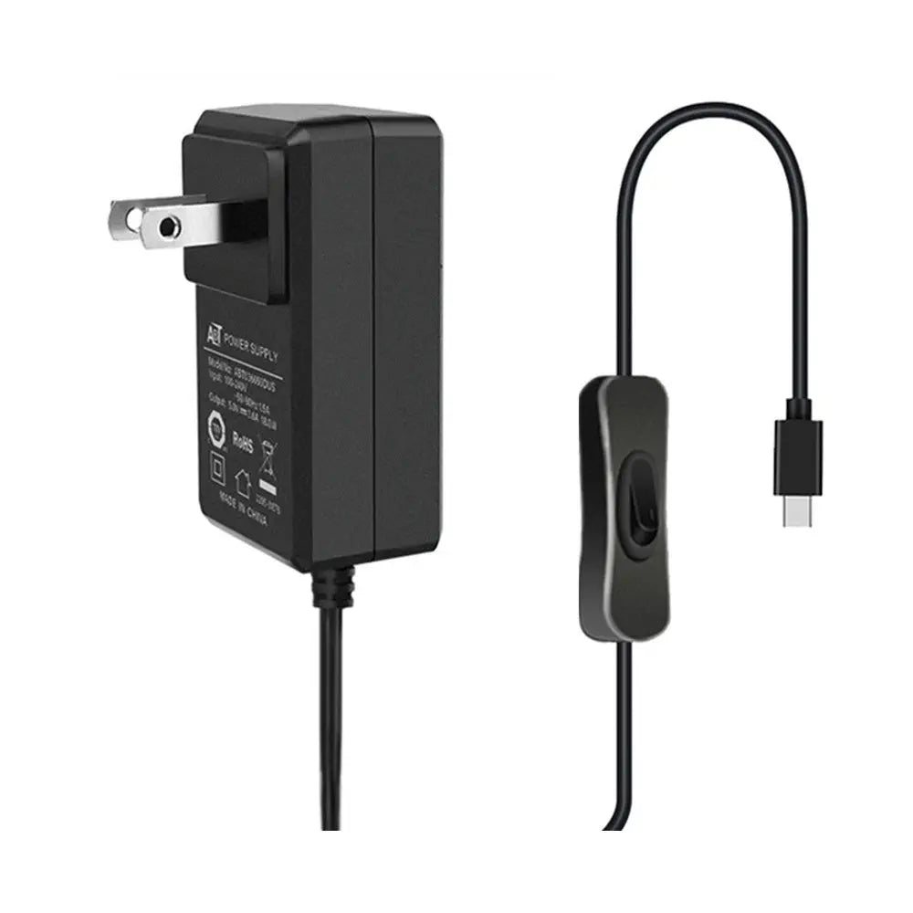 52Pi 5V 3.6A USプラグ電源アダプター（スイッチオン/オフケーブル付き）