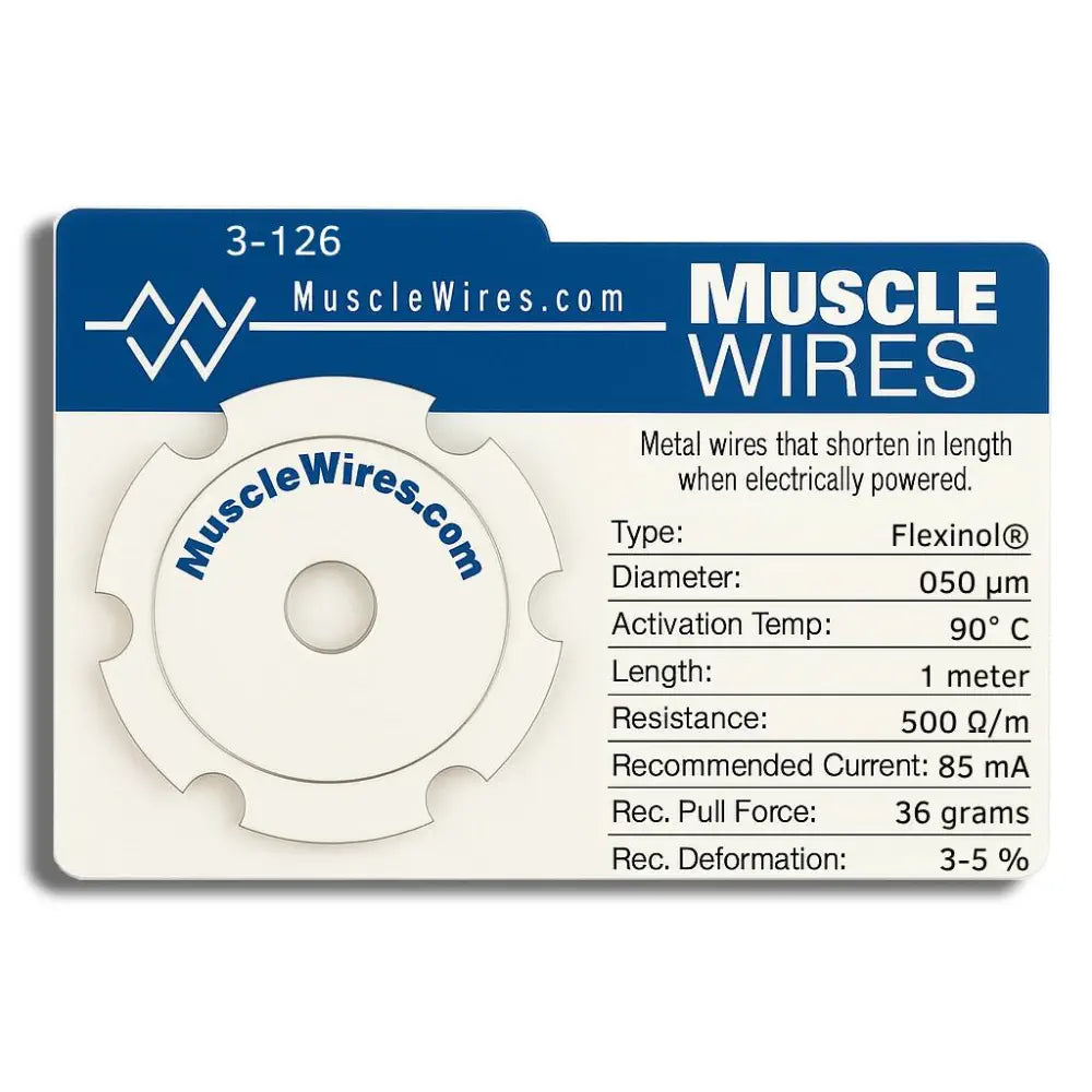 Dynalloy Muscle Wires® アクチュエータワイヤ (HT 050µm、1m)