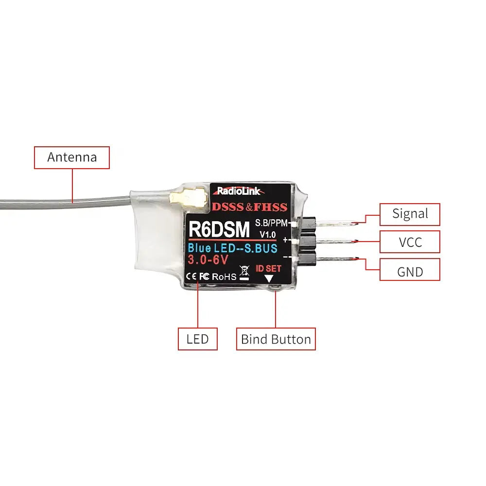 RadioLink R6DSM 10ch ppm & S-BUS受信機