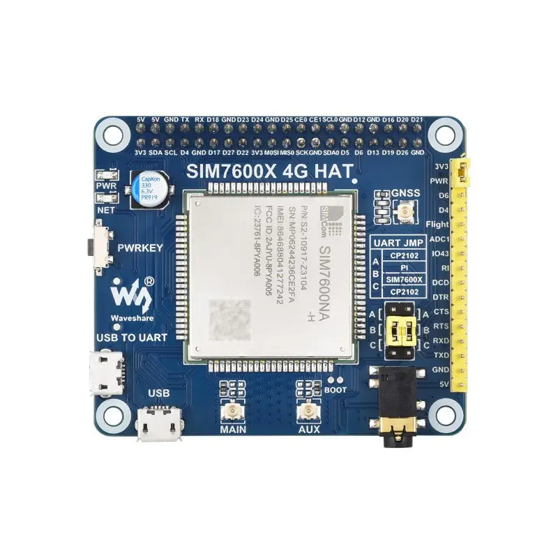 Waveshare SIM7600NA-H 4G HAT (Raspberry Pi用)、LTE Cat-4 4G対応 (北米仕様)