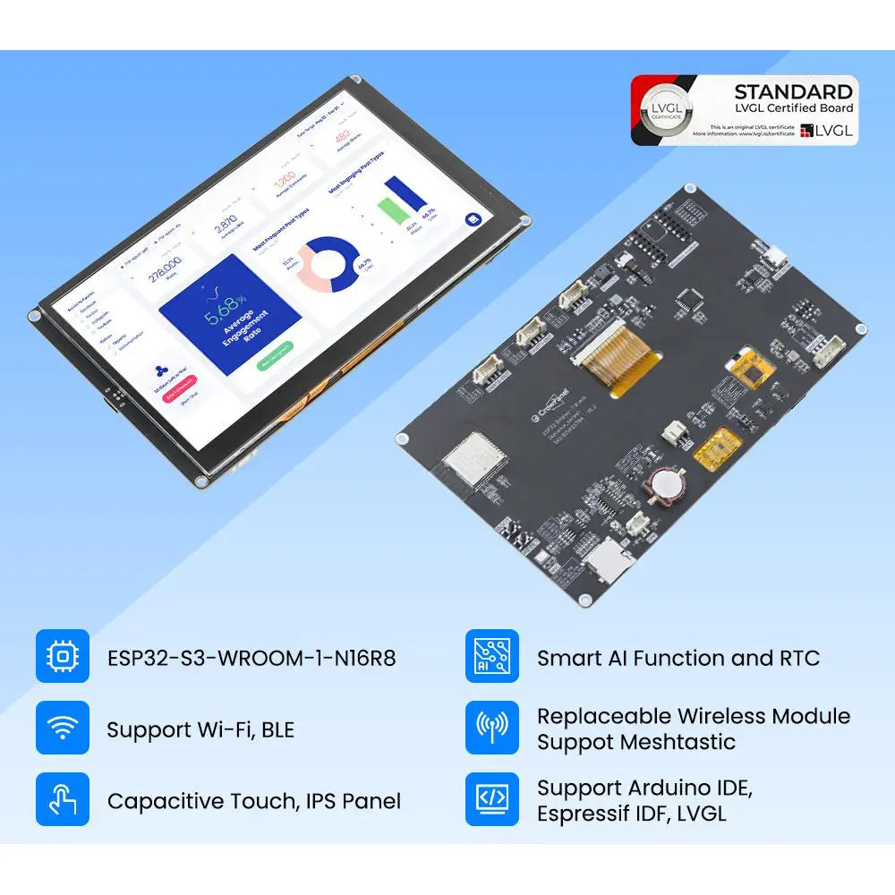 Elecrow CrowPanel Advance 7.0-HMI ESP32 AIディスプレイ 800x480 IPSタッチスクリーン