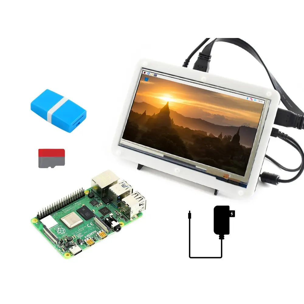 Waveshare 7インチ 静電容量式タッチLCDディスプレイ (Raspberry Pi 4用、UKプラグ)