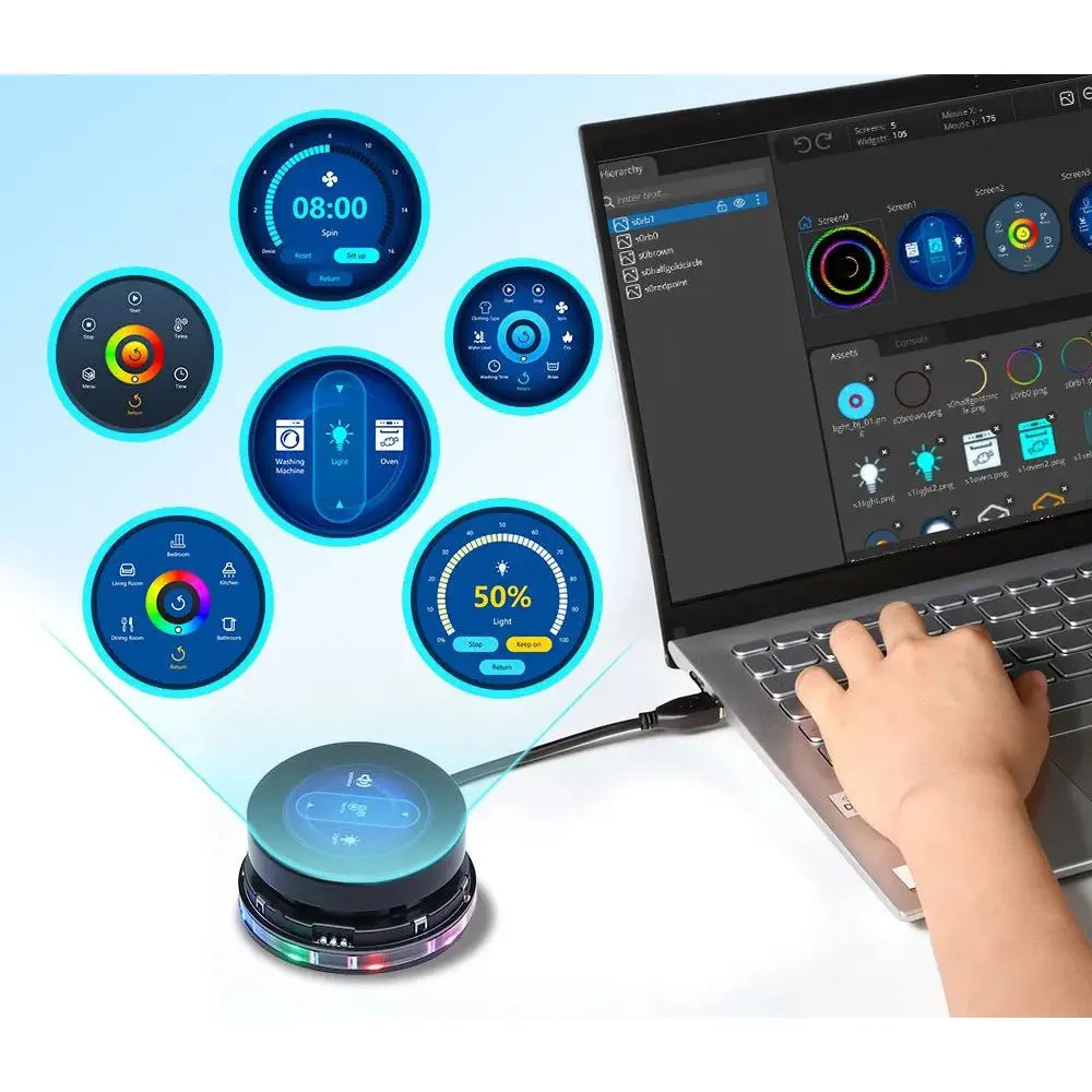 CrowPanel 1.46インチ HMI ESP32 ロータリディスプレイ 360×360 IPS ラウンドタッチノブディスプレイ