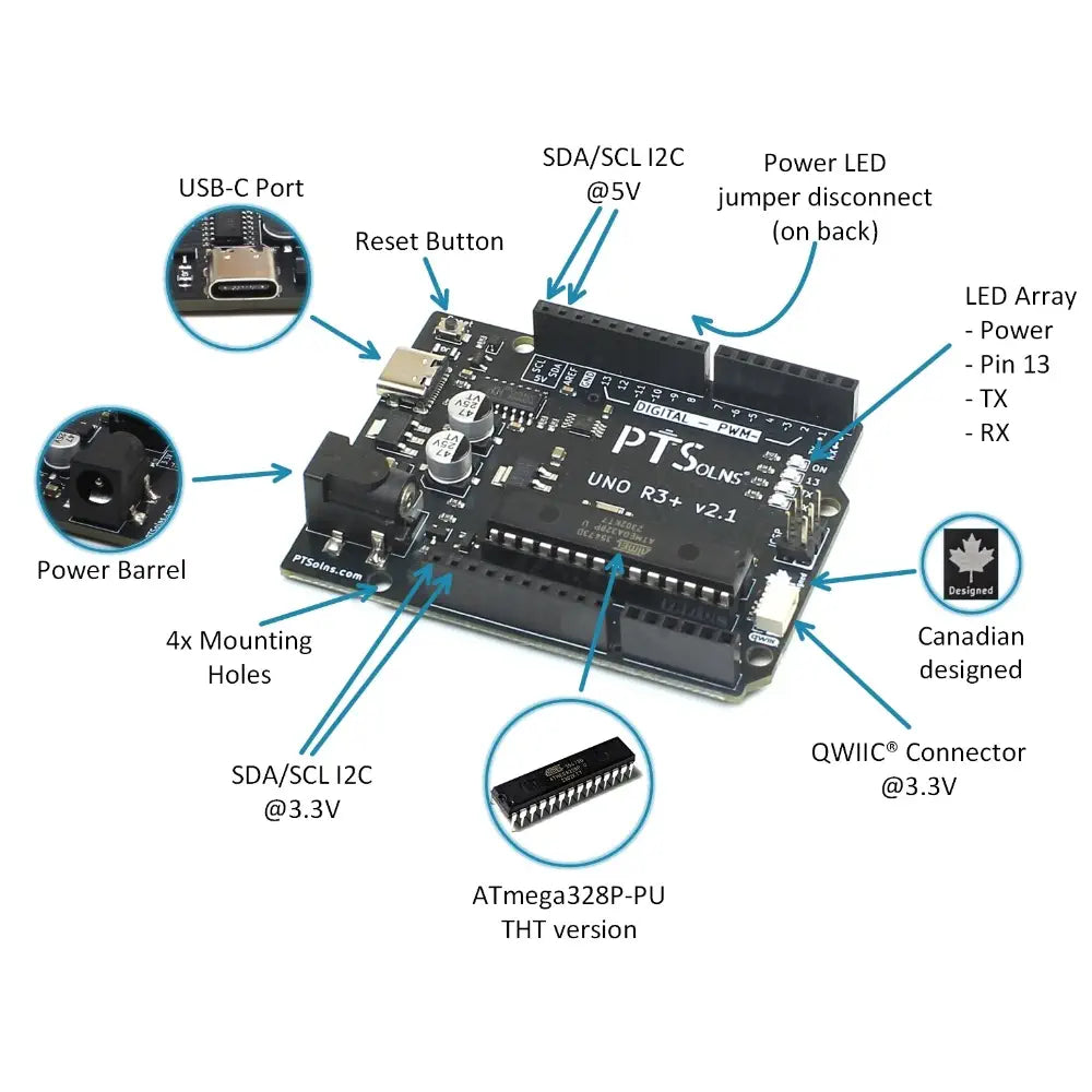 PTSolns UNO R3+ ATmega328P マイクロコントローラ開発ボード (Arduino 互換)