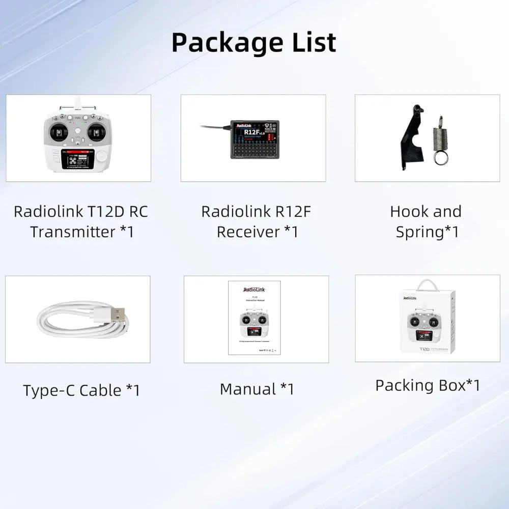 RadioLink T12D 12CH 2.4GHz 送信機（R12F 受信機付き）長距離 800m 低