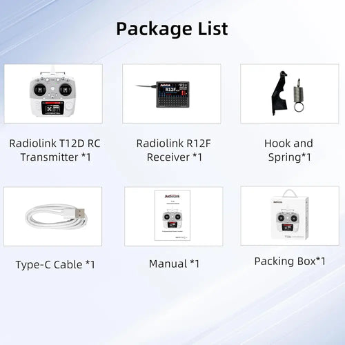 RadioLink T12D 12CH 2.4GHz 送信機(R12F 受信機付き)長距離 800m 低 RadioLink T12D 12CH 2.4GHz 送信機(R12F 受信機付き)長距離 800m 低