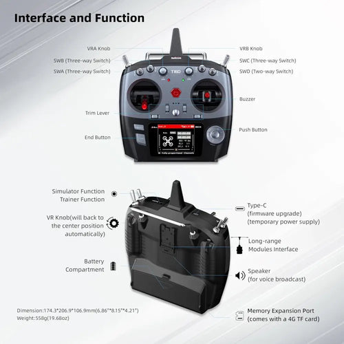 RadioLink T16D 16チャンネル RC送信機 (2.4GHz R16F受信機付属)