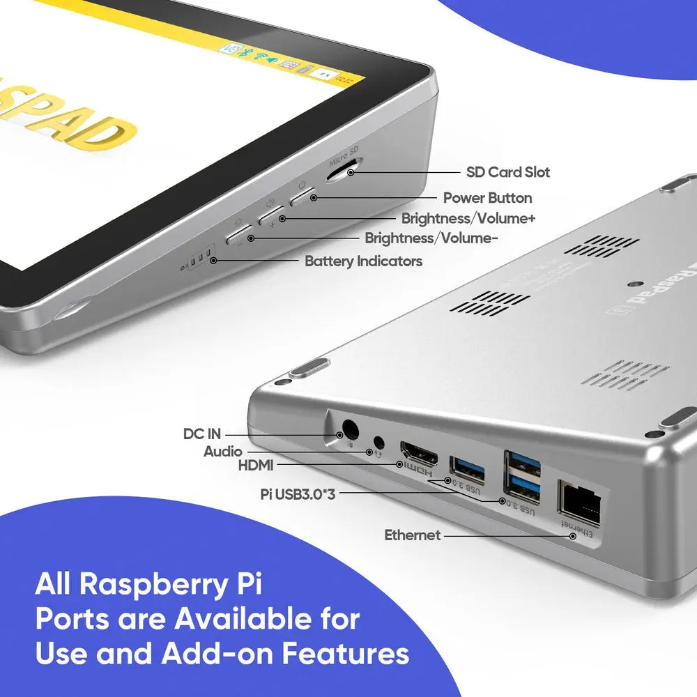 Raspad 3-A 数分で学習 プログラミングができる ポータブルRaspberry Piタブレット (USプラグ Raspberry Pi 4無し)