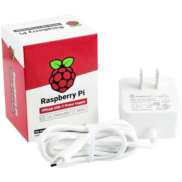 Raspberry Pi 4用 電源アダプタ USB-C 5.1V 3A (白色 UL規格) - RobotShop