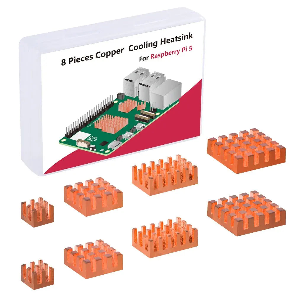 Raspberry Pi 5用 銅製ヒートシンク - 8個