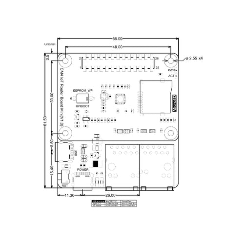 Raspberry Pi CM4 IoT ルーター キャリア ボード ミニ (ケース、電源、ケーブル付き) (米国規格)