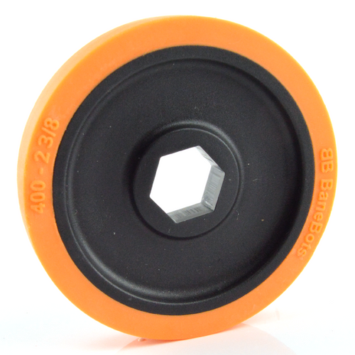 BaneBotsホイール、2-3/8 x 0.4 inch、1/2 inch 六角マウント、40A、ブラック/オレンジ