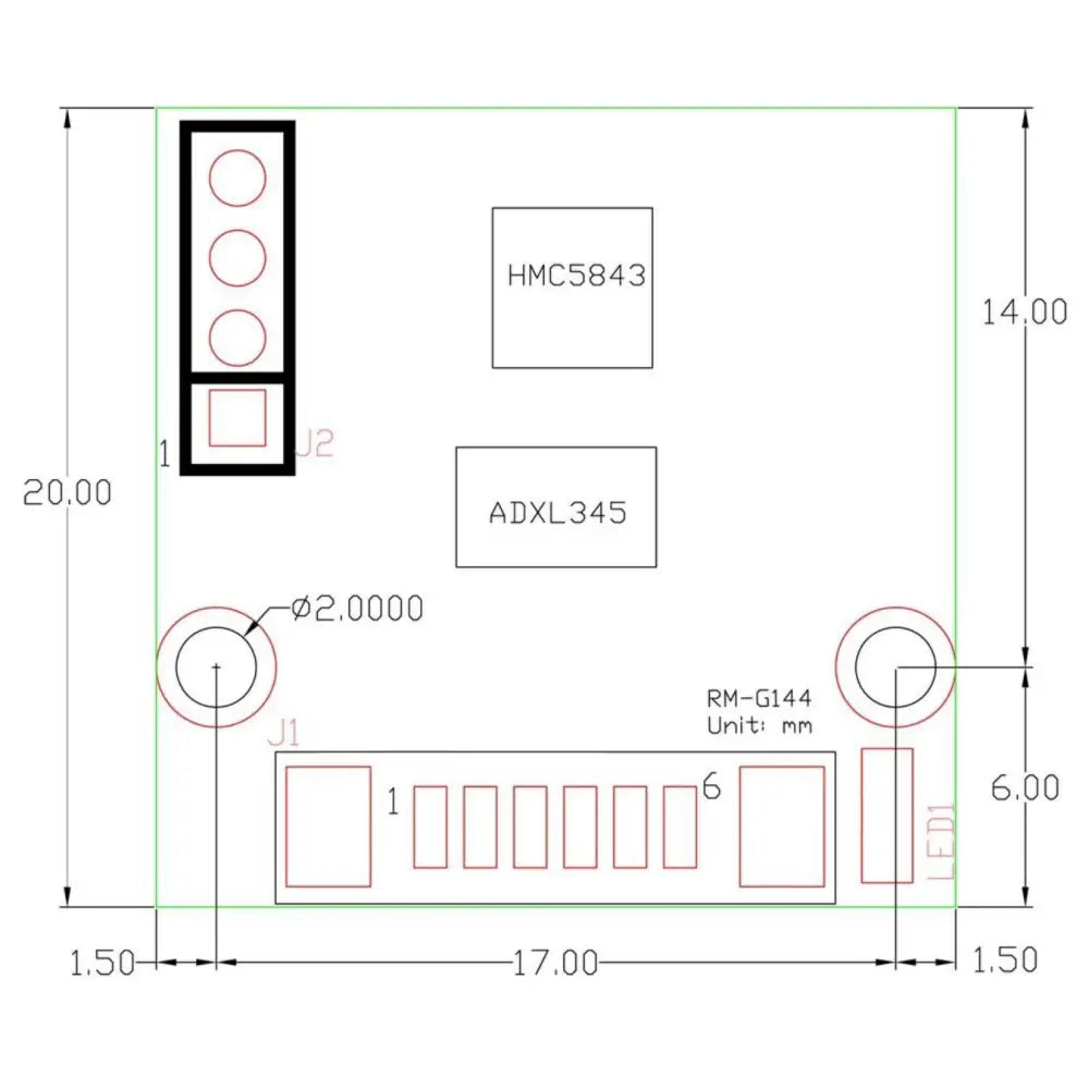 RoBoard RM-G144磁気コンパス、±16g 3軸加速度計ボード