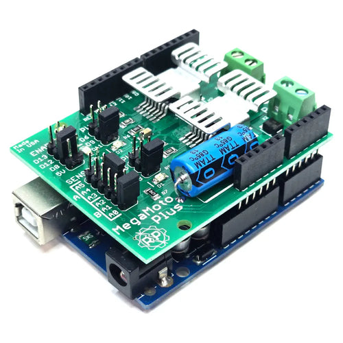 Robot Power MegaMoto Plus デュアルチャンネル Hブリッジモータコントローラ (Arduino用、20A、5～28V)