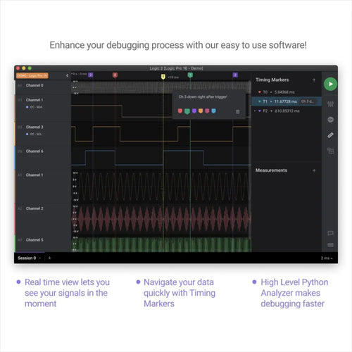 Saleae Logic Pro 16 ロジックアナライザ 16チャンネル & 100MHz (赤)