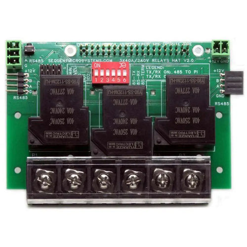 Sequent Microsystems 3 リレーHAT (40A/240V、RS485デイジチェーン可能、Raspberry Pi用)