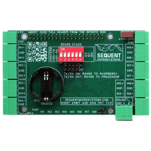Sequent Microsystems 8 24ビットアナログ入力DAQ 8層スタック可能HAT RPi用