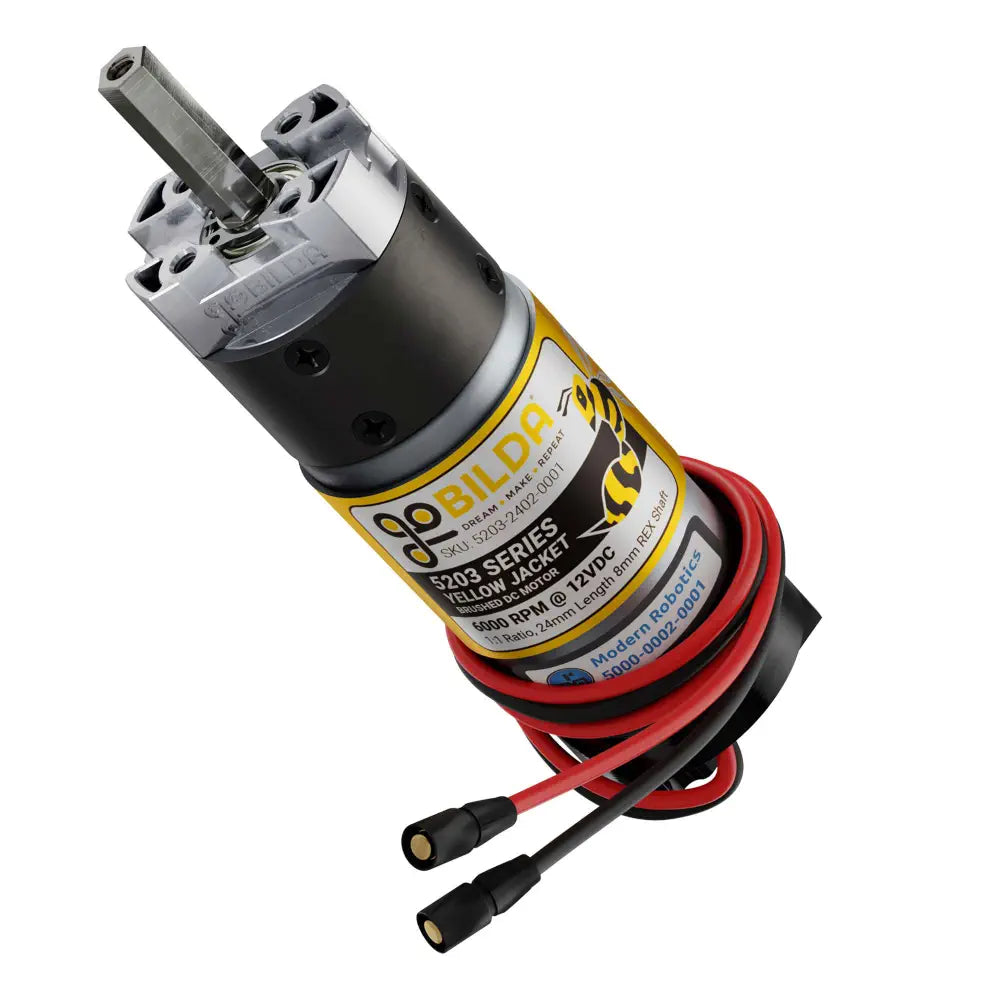ServoCity 5202シリーズ イエロジャケットモータ、REX™ シャフト (エンコーダ付き、1:1、6000rpm)