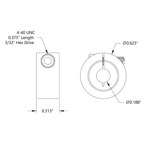 ServoCity 0.1875 (3/16) inch (4.7mm) 径 スチール製クランプカラー