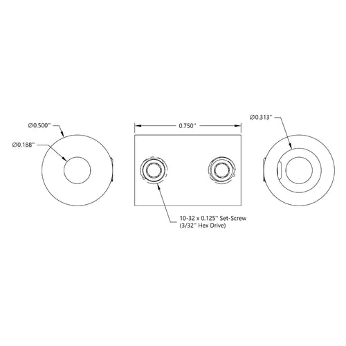 ServoCity 0.1875 inch (4.7mm) -  0.3125 inch (8mm) セットスクリューシャフトカプラ