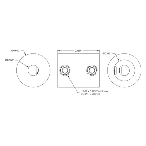ServoCity 0.1875 inch (4.7mm) - 0.375 inch (9.5mm) セットスクリューシャフトカプラ