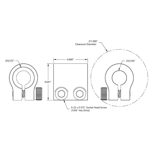 ServoCity 0.250 Inch (6.3mm) - 0.375 Inch (9.5mm) クランプシャフトカプラ