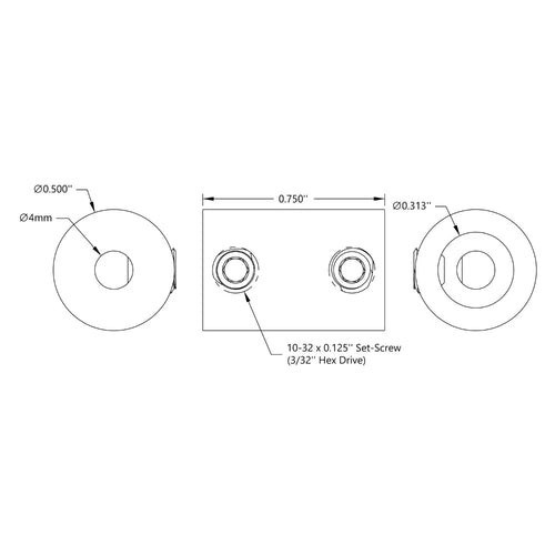 ServoCity 0.3125 inch (8mm) - 4mmセットスクリューシャフトカプラ