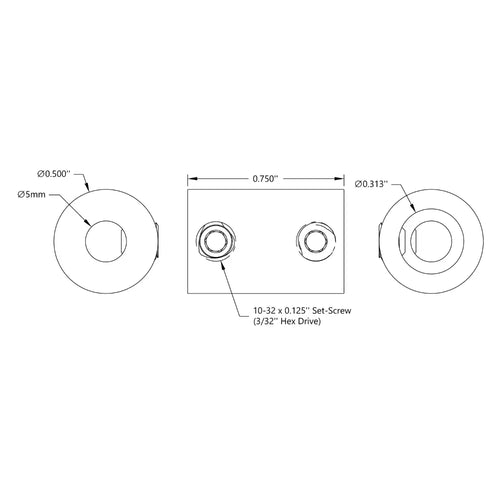 ServoCity 0.3125 inch (8mm) - 5mm セットスクリューシャフトカプラ