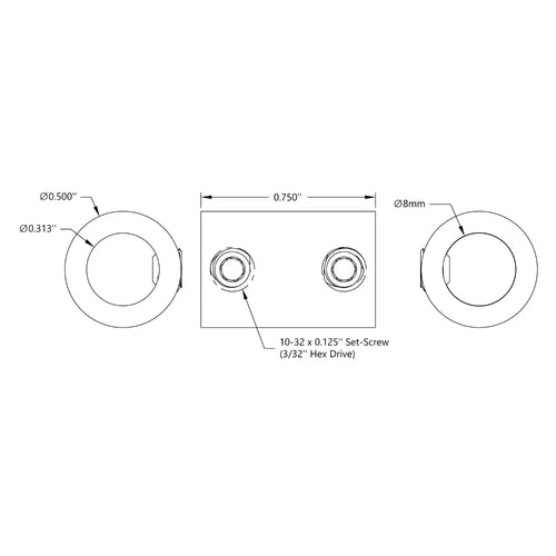 ServoCity 0.3125 inch (8mm) - 8mmセットスクリューシャフトカプラ