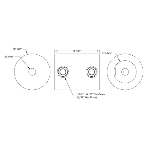 ServoCity 0.375 inch (9.5mm) - 3mmセットスクリューシャフトカプラ