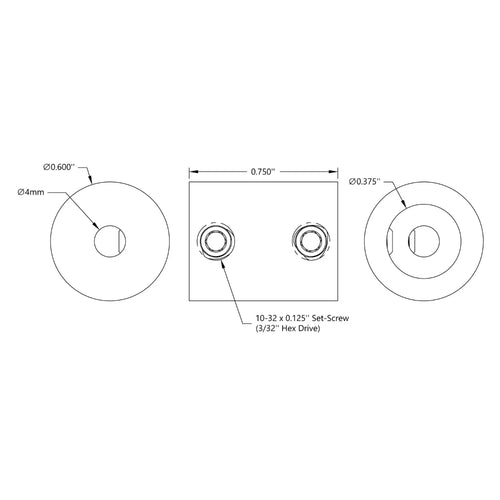 ServoCity 0.375 inch (9.5mm) - 4mmセットスクリューシャフトカプラ