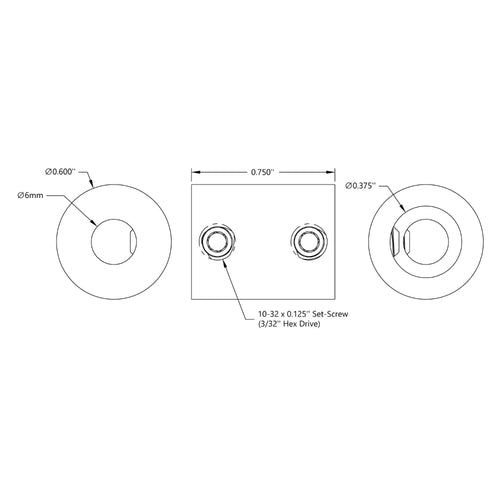 ServoCity 0.375 inch (9.5mm) - 6mmセットスクリューシャフトカプラ