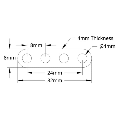 ServoCity 1102シリーズ フラットビーム (4穴 長さ32 mm) - 2個
