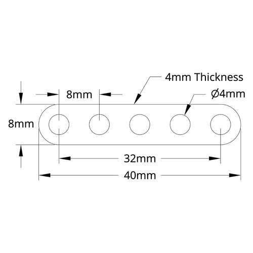 ServoCity 1102シリーズ フラットビーム (5穴、長さ40mm) - 2個パック