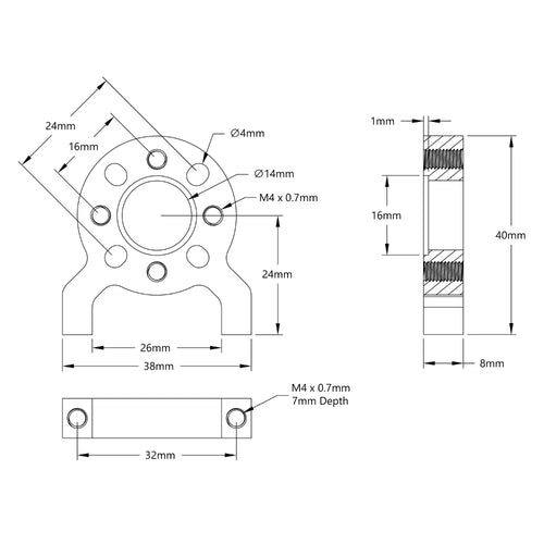 ServoCity 1200シリーズ 1サイド 2ポスト パターンマウント (32-1)