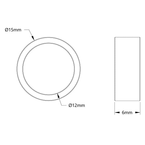 ServoCity 12mm ID スチールスペーサー (外径 15mm、長さ 6mm) - 4 個パック