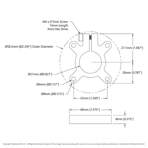 ServoCity 1305シリーズ 貫通孔クランプハブ (内径 21mm)