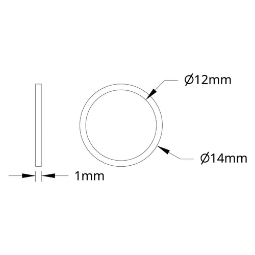 ServoCity 1500 シリーズ プラスチック スペーサー (内径 12mm x 外径 14mm、厚さ 1mm) - 12 個パック