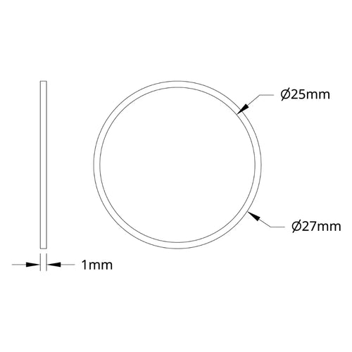 ServoCity 1500 シリーズ プラスチック スペーサー (内径 25mm x 外径 27mm、厚さ 1mm) - 12 個パック