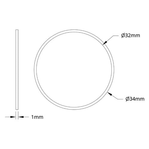 ServoCity 1500 シリーズ プラスチック スペーサー (内径 32mm x 外径 34mm、厚さ 1mm) - 12 個パック