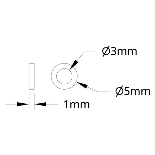 ServoCity 1500 シリーズ プラスチック スペーサー (内径 3mm x 外径 5mm、厚さ 1mm) - 12 個パック