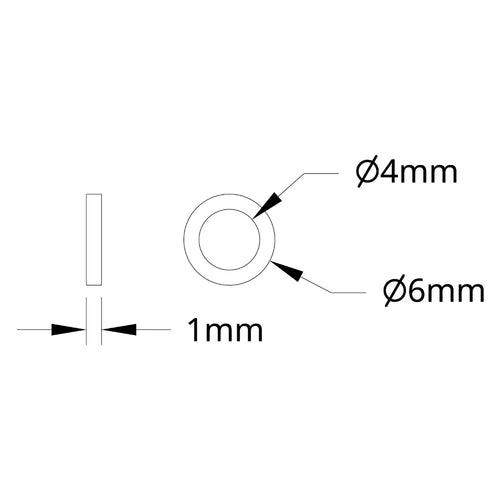 ServoCity 1500 シリーズ プラスチック スペーサー (内径 4mm x 外径 6mm、厚さ 1mm) - 12 個パック