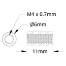 ServoCity 1501 シリーズ M4 x 0.7mm スタンドオフ (外径 6mm、長さ 11mm) - 4 個パック