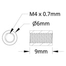 ServoCity 1501 シリーズ M4 x 0.7mm スタンドオフ (外径 6mm、長さ 9mm) - 4 個パック