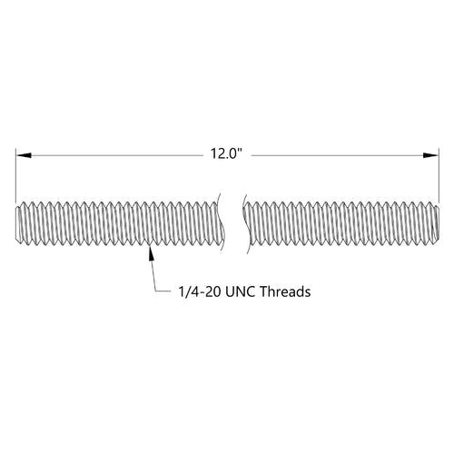 ServoCity 1/4&quot;-20 UNC ステンレススチール ネジ棒 (長さ 12 インチ)