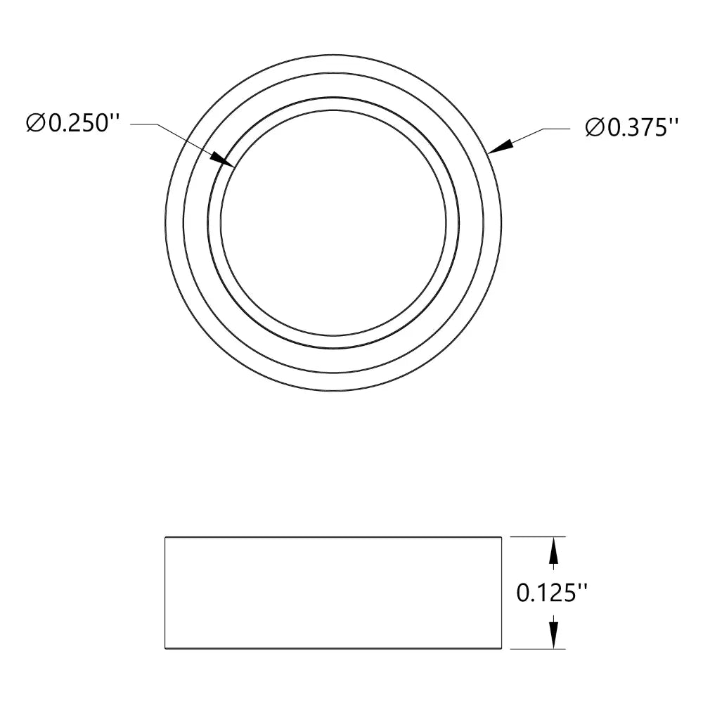 ServoCity 1/4" ID フランジなしボールベアリング (外径 3/8"、厚さ 1/8") 2 パック
