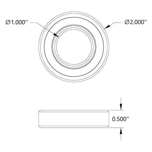 ServoCity 内径25.4mm フランジなしボールベアリング (外径 50.8mm、厚さ 12.7mm)