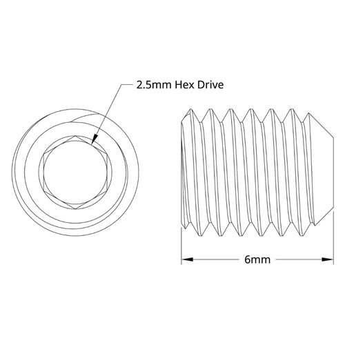 ServoCity 2806 シリーズ 黒色酸化鋼カップポイントセットスクリュー (M5 x 0.8mm、長さ 6mm) - 25 個パック