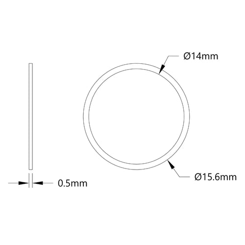 ServoCity 2807 シリーズ ステンレススチール シム (内径 14mm x 外径 15.6mm、厚さ 0.50mm) - 12 個パック